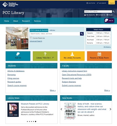 PCC Library website