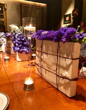 Barbed-wire-themed centerpieces at the Flatiron dinner party for American Dirt