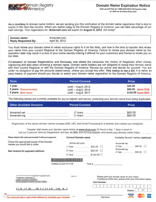 DROA Scam Letter