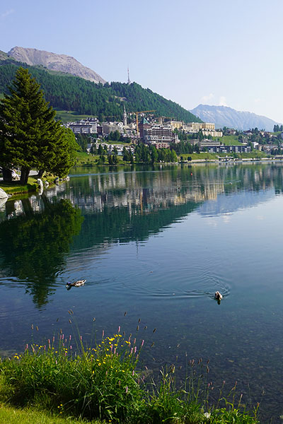 Lake in St. Moritz with view of the town