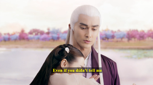 Screenshot of Donghua pushing Fengjiu away and saying, 'Even if you didn't tell me...'