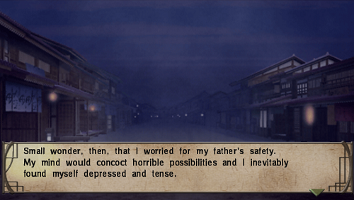 Background picture of Kyoto with the words, 'Small wonder, then, that I worried for my father's safety. My mind would concoct horrible possibilities and I inevitably found myself depressed and tense.