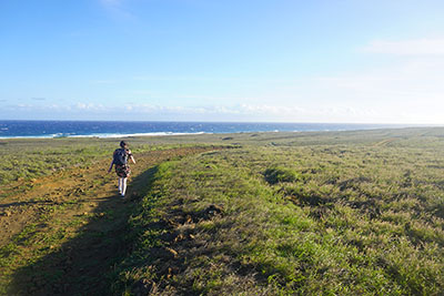 Walking back from Green Sand Beach