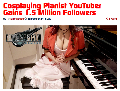 Cosplaying Pianist YouTuber Gains 1.5 Million Followers