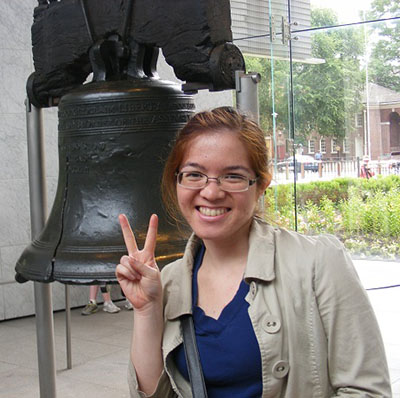 In front of the Liberty Bell